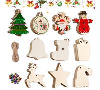 Udbrud Adornos Navidad Madera , 100 Piezas Navidad Árbol Rebanadas Decoracion Arbol Navidad Madera con Cuerda Adornos Colgantes de Navidad para Decoración del árbol de Navidad, Manualidades