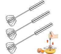 Udbrud Batidor semiautomático，3 Piezas Batidor de Huevo de Acero Inoxidable Batidor Giratorio Para Utensilios De Cocina Batidor Huevos más Trabajo y Ahorro de Tiempo para Mezclar, Batir, Espumar