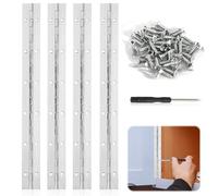 Udbrud Bisagra de barra, 4 unidades de 30 cm, banda de piano de acero inoxidable con 48 tornillos de acero inoxidable, bisagra resistente para piano, puertas de armarios, ventanas