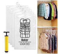 Udbrud Bolsas de Almacenamiento al Vacío para Colgar, 5 Piezas (67 X 110cm) Reutilizable Bolsas de Vacío para Ahorro de Espacio con Bomba de Aire para Colgar en Armario, Ropa, Chaquetas