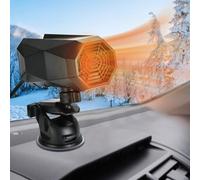 Udbrud Calefactor Coche Mechero Portátil, 12V 150W Calentador De Coche Portátil Calefacción y Ventilador de Refrigeración 2 en 1 Ajustable 360 Grados Desempañador de Parabrisas para Coche