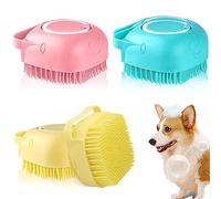 Udbrud Cepillo de Baño para Perros, 4 Piezas Cepillo de Silicona para Baño de su Mascotas con Dispensador de Gel de Ducha Cepillo de Baño para Mascotas para Perros y Gatos