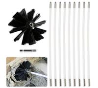 Udbrud Cepillo De Chimenea Kit, Cepillo Limpieza Chimenea con 9 Varillas Flexibles 410mm, 1 Cabezal de Cepillo Diámetro 150 mm y 1 Varillas Hexagonales, Limpiador Hollin Cepillo para Secadora Campana