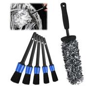 Udbrud Cepillo de microfibra para llantas, 6 unidades, limpiador de llantas, cepillo con pincel para detalles, base de llantas, sin arañazos, lavado, limpieza de coche, cepillo de limpieza de llantas