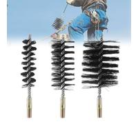 Udbrud Cepillo limpiador de tubos de chimenea, 3 piezas de 30/50/80 mm, cepillo limpiador de chimenea, cepillo limpiador de calderas, cepillo limpiador de chimeneas, cepillo redondo de tubo de