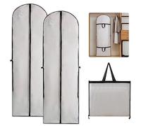 Udbrud Fundas Ropa, 2 unidades Transpirable Funda Para Vestido con Cremallera para Vestidos de Novia o de Fiesta, Trajes, Abrigos Plegable y Portátil Resistente al Polvo y Manchas (60 x 180 cm)