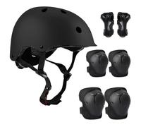 Udbrud Gear Set beschermingsset voor kinderen, 7-in-1 Set, schok- en slagvaste fietshelm voor Skateboard, Longboard, stuntscooter, fiets, rolschaatsen (Negro)