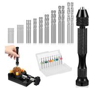 Udbrud Juego de 37 Piezas Taladro de Mano, Micro Taladro Manual Manualidades Multifunción Mini Brocas Giratorias Micro (0,5-3 mm) Brocas para PCB (0,3-1,2mm) para herramientas para taladrar y modelar