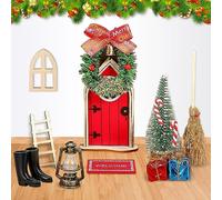 Udbrud Juego de Puerta de Gnomo Navideño, 13 Piezas Puerta Elfo Navidad Decoración Puerta de Duende de Navidad Accesorios Puerta de Duende de Navidad Kit Juego de Regalo Navidad para Niños