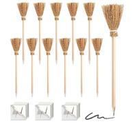 Udbrud Lápiz de Varita de Mago Set , 12 Piezas Lápiz de Escoba de Bruja Lápiz de Varita Mágica y Tatuaje Lápices de Magos para Halloween, Decoración de Fiesta de Disfraces