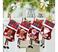 Udbrud Medias de Navidad , 4 Piezas Calcetines de Navidad Christmas Stocking Calcetines de Decoración Navideña Calcetines de Santa para Chimenea Árbol de Navidad