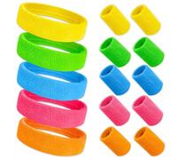 Udbrud Muñequera 80s Set, 15pcs Diadema Deportiva Cinta Sudor Muñequera Deportiva Banda Deportes Accesorios Bandas de Pelo y Muñequeras Disfraz para Hombres y Mujeres Deportes, Gimnasta, Carnaval