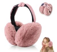 Udbrud Orejeras, orejeras para mujer, invierno, plegables, cálidas, cálidas, para exteriores, protección contra el frío, cómodas y suaves para el uso diario, clima frío Freesize, Rosa., 14.5