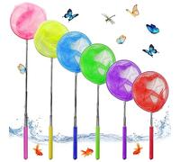 Udbrud Redes de Mariposa, 6 Colores Telescópicas Red Atrapa Red de Captura para Niños con Antideslizante Mango Ideal para Atrapar Insectos, Pescar, Exterior y Jardín (Ampliable De 40 a 85 CM)