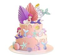 Udbrud Sirena Cupcakes y Cake Topper Decoración, 23 Piezas Océano Animales para Cumpleaños