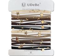 UDeBe 10 paquetes de gomas para el pelo de estrella con cuentas doradas, soportes elásticos finos para coletas de caballo, accesorios para el cabello para mujeres y niñas