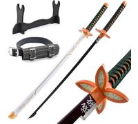 Udekit Anime Ninja Espada de Bambú Katana Guerrero Arma-40pulgadas(104 cm),con Cinturón y Soporte,para Halloween Fiesta Temática Carnaval Fiesta de Disfraces Cosplay