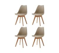 Uderkiny Juego de 4 sillas de Comedor, sillas escandinavas, Patas de Madera Maciza, diseño nórdico ergonómico, Ideal para Comedor, salón, Cocina, Dormitorio (Caqui)