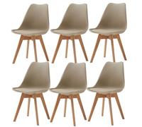 Uderkiny Juego de 6 sillas de Comedor, sillas escandinavas, Patas de Madera Maciza, diseño nórdico ergonómico, Ideal para Comedor, salón, Cocina, Dormitorio (Caqui, 6)