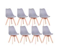 Uderkiny Juego de 8 Sillas de Comedor, Sillas Escandinavas, Patas de Madera Maciza, Diseño Nórdico Ergonómico, Ideal para Comedor, Salón, Cocina, Dormitorio (Gris)