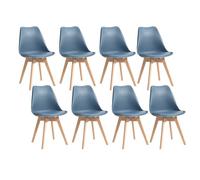 Uderkiny Juego de 8 sillas de Comedor, sillas escandinavas, Patas de Madera Maciza, diseño nórdico ergonómico, Ideal para Comedor, salón, Cocina, Dormitorio (Navy Blue)
