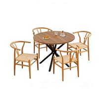 Uderkiny Mesa de Comedor Redonda con 4 sillas, Mimbre vienés, Juego de Comedor Moderno para Cocina, Comedor, Sala de Estar