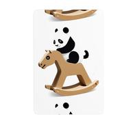UDFKGLP Cuadro decorativo con diseño de panda jugando sobre caballo de madera, 20,3 x 30,5 cm, hecho de hojalata, resistente al desgaste y duradero