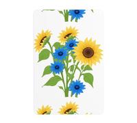 UDFKGLP Cuadro decorativo de hojalata con patrón de girasoles entre flores azules, 20,3 x 30,5 cm, hecho de hojalata, resistente al desgaste y duradero