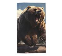 UDFKGLP Fierce Grizzly Bears - Toallas de toalla con patrón de osos pardos, 27.5 x 16 pulgadas, agradables al tacto, absorbentes, esponjosas y suaves para baño, playa, exteriores