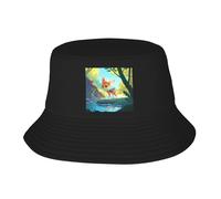 UDFKGLP Flying Deer by The River - Gorro de pescador para adultos para hombres y mujeres, plegable, para actividades al aire libre, color negro