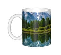 UDFKGLP Grand Teton - Taza de cerámica con diseño de parque nacional para capuchino, latte, cereales, yogur, leche, bebidas calientes o frías, horno de microondas