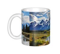 UDFKGLP Grand Teton - Taza de cerámica con diseño de parque nacional para capuchino, latte, cereales, yogur, leche, bebidas calientes o frías, horno de microondas