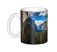UDFKGLP Hermosa taza de cerámica con patrón del parque nacional de Yosemite para capuchino, latte, cereales, yogur, leche, bebidas calientes o frías, horno de microondas
