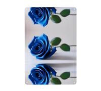 UDFKGLP Hermoso patrón de rosas azules de 20,3 x 30,5 cm, hecho de hojalata, resistente al desgaste y duradero