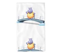 UDFKGLP Hippo Crossing The Bridge - Toallas de toalla con patrón de puente de 27.5 x 16 pulgadas, agradables al tacto, absorbentes, esponjosas y suaves para baño, playa, exteriores