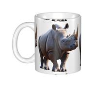 UDFKGLP La enorme taza de cerámica con patrón de rinoceronte para capuchino, latte, cereales, yogur, leche, bebidas calientes o frías, horno de microondas