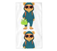 UDFKGLP Little Bear in Sunglasses with a Frog Bag Pattern Towel Towels 69.8 x 40.6 cm Skinfriendly Absorbent Fluffy and Soft for Bathroom Beach, Outdoors