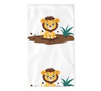 UDFKGLP Little Lion Playing in the mud - Toallas de toalla con diseño de león de 27.5 x 16 pulgadas, agradables al tacto, absorbentes, esponjosas y suaves para baño, playa, exteriores
