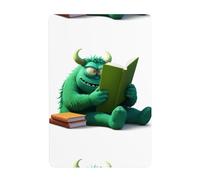 UDFKGLP Pintura decorativa de estaño con diseño de monstruo verde leyendo un libro, 8 x 12 pulgadas, hecha de hojalata, resistente al desgaste y duradera