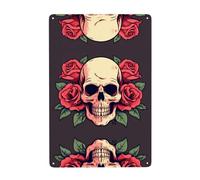 UDFKGLP Pintura decorativa de lata con diseño de calavera de rosas de azúcar del Día de los Muertos, 20,3 x 30,5 cm, hecha de hojalata, resistente al desgaste y duradera