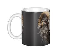 UDFKGLP Taza de cerámica con diseño de cabeza de oveja para capuchino, latte, cereales, yogur, leche, bebidas calientes o frías, horno de microondas