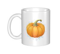 UDFKGLP Taza de cerámica con diseño de copos de nieve en calabaza, para capuchino, latte, cereales, yogur, leche, bebidas calientes o frías, horno de microondas