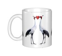 UDFKGLP Taza de cerámica con diseño de corazones rojos de Thousand Crane Holding para capuchino, latte, cereales, yogur, leche, bebidas calientes o frías, horno de microondas