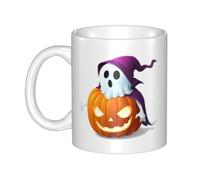 UDFKGLP Taza de cerámica con diseño de fantasma en la calabaza para capuchino, latte, cereales, yogur, leche, bebidas calientes o frías, horno de microondas