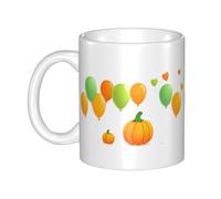 UDFKGLP Taza de cerámica con diseño de globos sobre calabaza, para capuchino, latte, cereales, yogur, leche, bebidas calientes o frías, horno de microondas