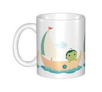 UDFKGLP Taza de cerámica con diseño de guisante pequeño en el velero para capuchino, latte, cereales, yogur, leche, bebidas calientes o frías, horno de microondas