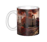 UDFKGLP Taza de cerámica con diseño de Londres para capuchino, latte, cereales, yogur, leche, bebidas calientes o frías, horno de microondas