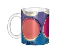 UDFKGLP Taza redonda de cerámica con patrón de paleta de colores para capuchino, latte, cereales, yogur, leche, bebidas calientes o frías, horno de microondas