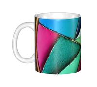 UDFKGLP Taza redonda de cerámica con patrón de paleta para capuchino, latte, cereales, yogur, leche, bebidas calientes o frías, horno de microondas