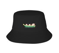 UDFKGLP The Three Little Pigs Rowing a Boat Pattern Sombrero de pescador para adultos para hombres y mujeres, sombrero plegable para actividades al aire libre, negro